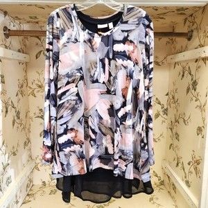 LOGO Lori Goldstein abstract flowy tunic S